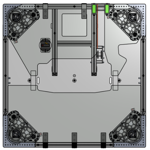 A top-down view of the drivetrain